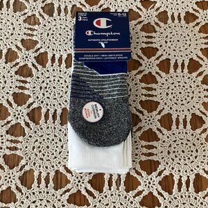 New Men’s Sz. 6-12 3 Pair Champion Crew Socks w/Memory Cushion White Tops